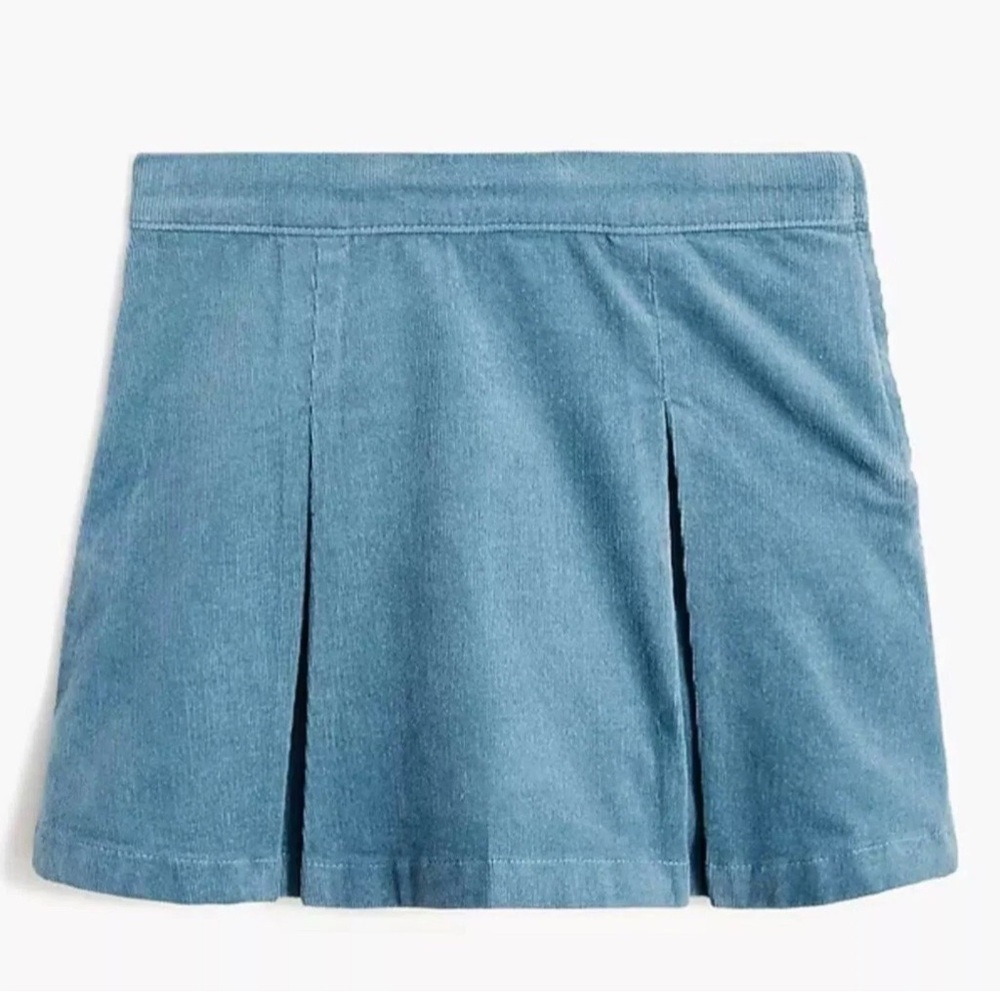 J. Crew Factory Crewcuts Girls' Corduroy Pleated Skirt Seaside Blue 16 Cotton